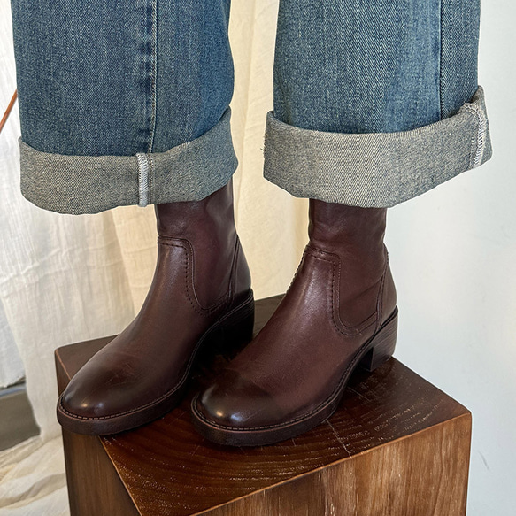 質感がとてもいい牛革2025冬太中と通勤短靴22-25.0サイズ  5627 7枚目の画像