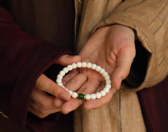 天然白玉菩提 筒玉ブレスレット｜ストレス解消 男女兼用 *手作り