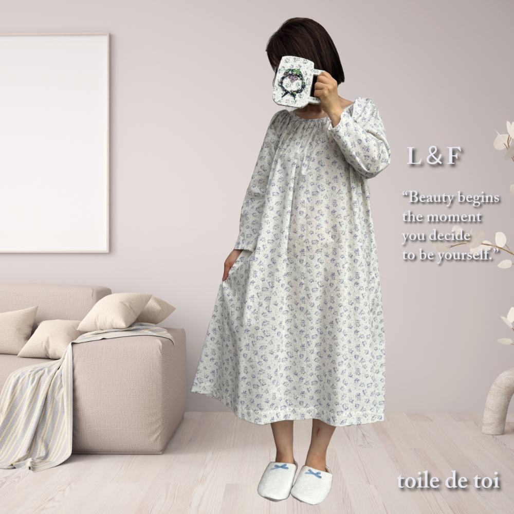 パジャマワンピース M 長袖 PPトラベルパジャマ リラックスワンピース