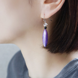 【4月誕生石/水晶】大人シックなクリスタルとマーキス型シェルのピアス　※イヤリング・イヤーカフに変更可 6枚目の画像