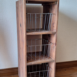 ちょっとあったら良いな　三段ボックス網カゴ付き 1枚目の画像