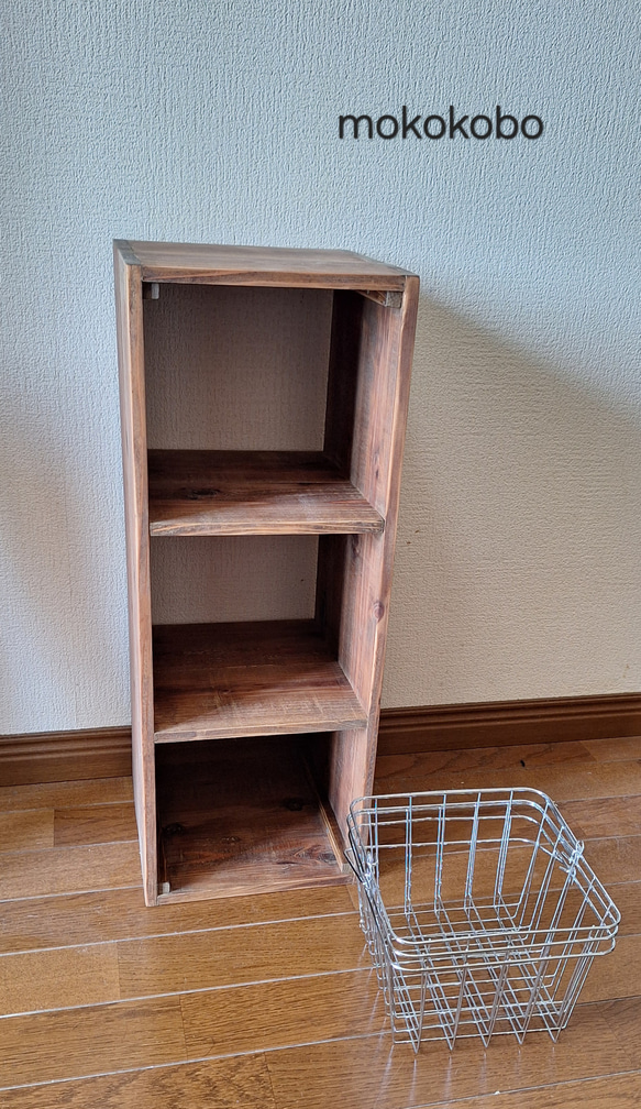 ちょっとあったら良いな　三段ボックス網カゴ付き 5枚目の画像