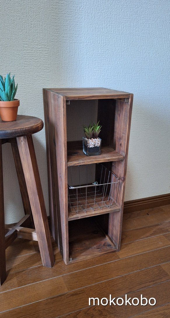 ちょっとあったら良いな　三段ボックス網カゴ付き 6枚目の画像