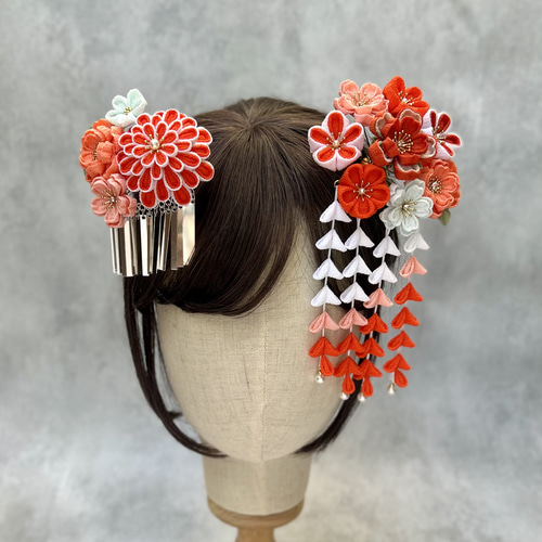 日本髪 髪飾り 七五三(5～7歳) 橙色 日本髪 髪飾り 七五三(5～7歳) 橙色 日本髪 髪飾り 七五三(5～7
