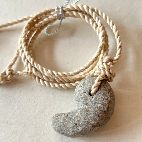 ご縁を結ぶ石】出雲石 特大勾玉 精麻ネックレス☆証明書付き