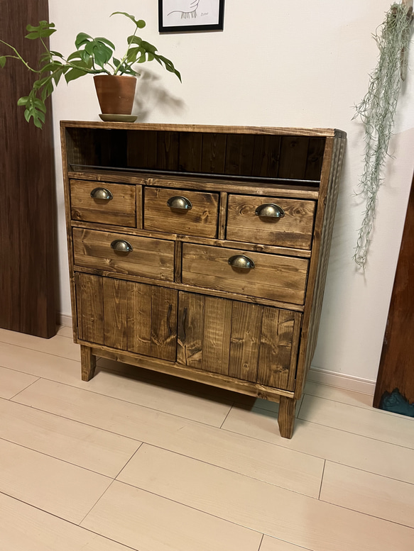 ウッドチェスト キャビネット 収納棚 ラック 無垢材家具 チェスト  