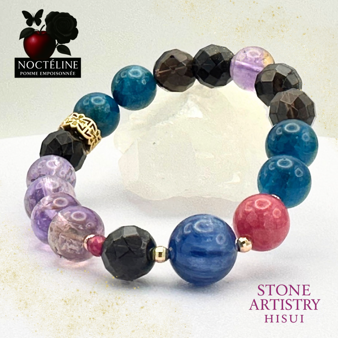 天然石ブレスレット 浄化 愛 癒し 高品質 誕生日プレゼント カイヤナイト ロードナイト ゴシックロリータ 黒ロリータ