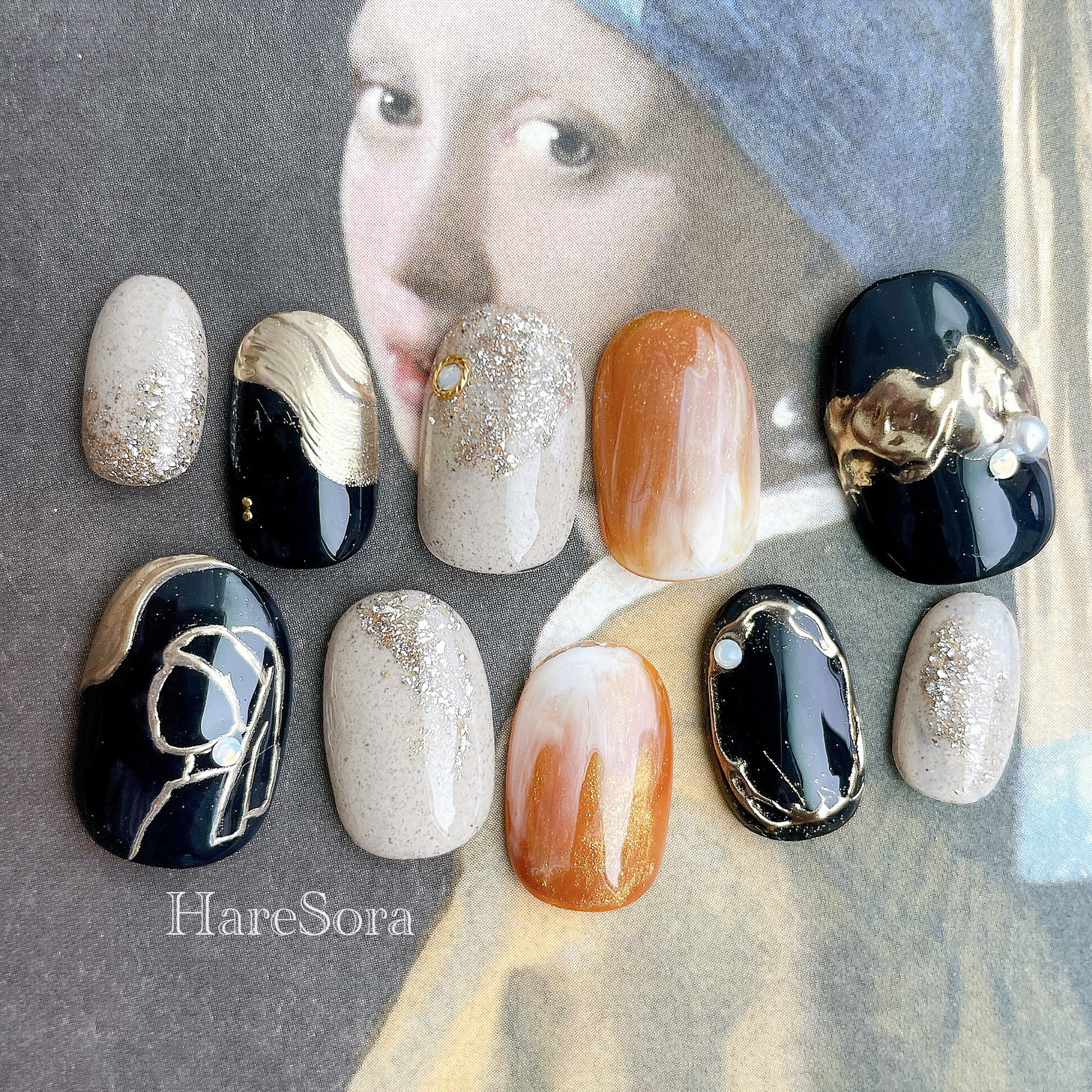 絵画 真珠の耳飾りの少女 9セット ネイルシール フェルメール