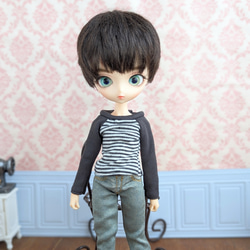 812※ウール素材の黒のフレアロングコート※ブライスアウトフィット※1/6