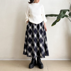 ミナペルホネン ソラチェック】タックスカート ロングスカート（マキシ