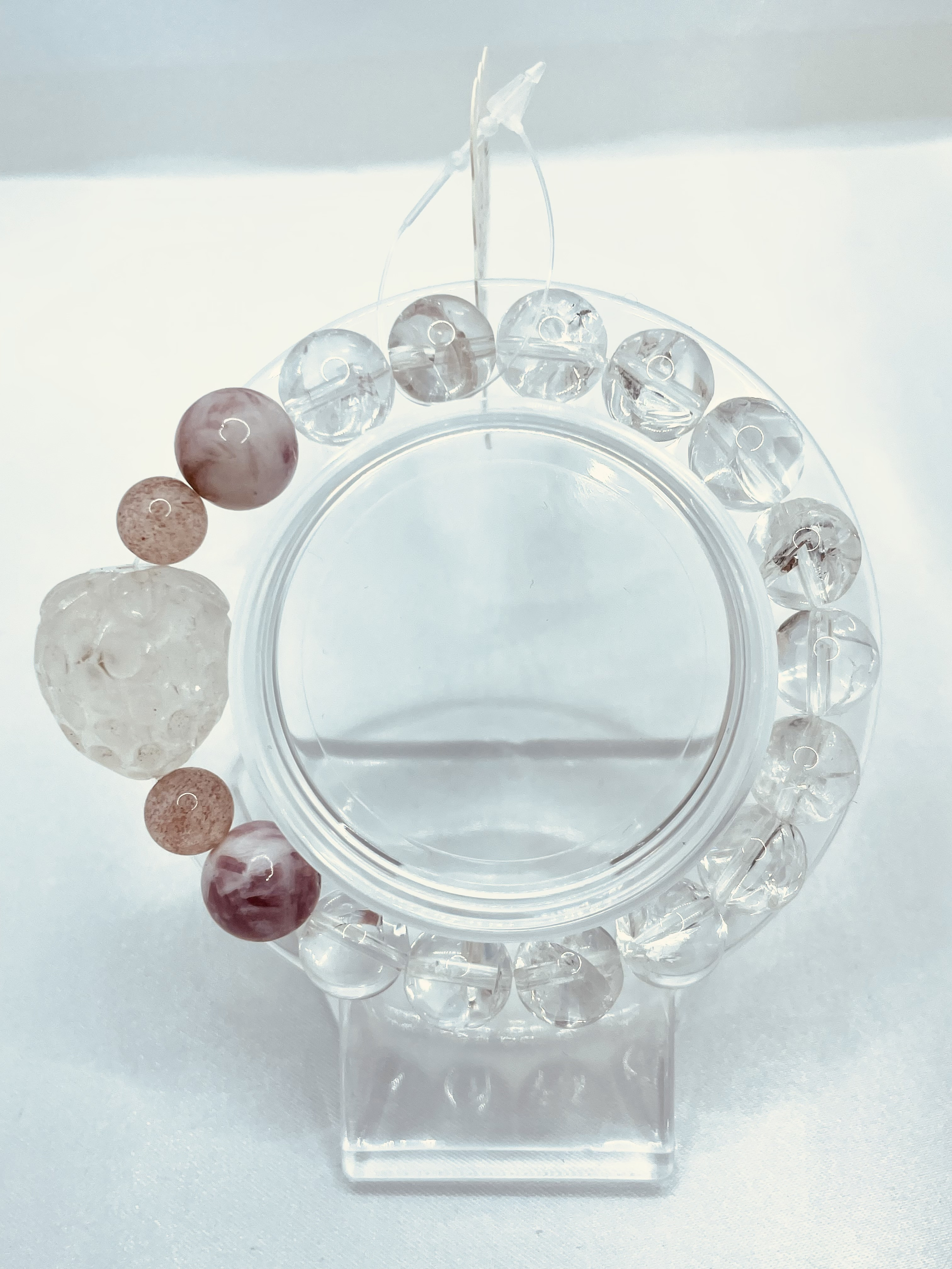 【水晶(苺)＆ストロベリークォーツ】内径約15cm 浄化済み No,323