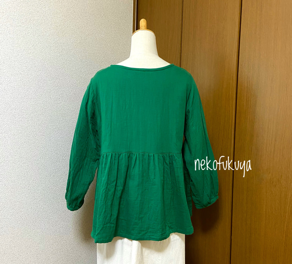 あんしんダブルガーゼのギャザー切り替えブラウス☆現品在庫ありです 3枚目の画像