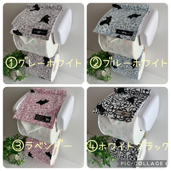 トイレットペーパーホルダーカバー☆黒猫&カメリア☆4カラー 11枚目の画像