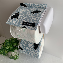 トイレットペーパーホルダーカバー☆黒猫&カメリア☆4カラー 2枚目の画像