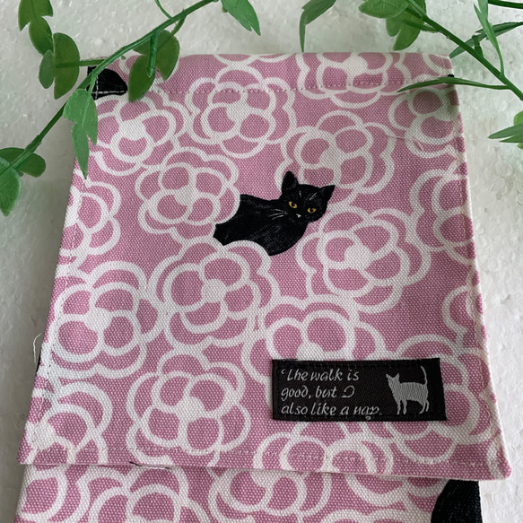 トイレットペーパーホルダーカバー☆黒猫&カメリア☆4カラー 7枚目の画像