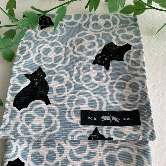 トイレットペーパーホルダーカバー☆黒猫&カメリア☆4カラー 6枚目の画像