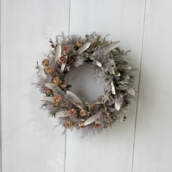 売り切れ】ワイルドフラワーのドライフラワーリース 直径320mm 一点