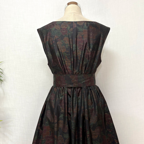 着物リメイク 大島紬ワンピース ジャンパースカート 2WAY ロング