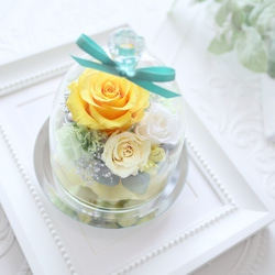 イエローローズのエレガントなガラスドーム｜誕生日・仏花・お見舞い・退職祝い・引越し祝い等　pre.131 3枚目の画像