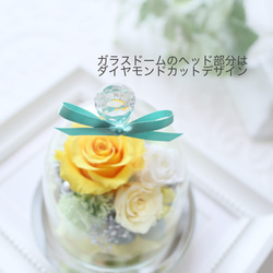 イエローローズのエレガントなガラスドーム｜誕生日・仏花・お見舞い・退職祝い・引越し祝い等　pre.131 4枚目の画像
