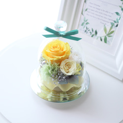 イエローローズのエレガントなガラスドーム｜誕生日・仏花・お見舞い・退職祝い・引越し祝い等　pre.131 2枚目の画像