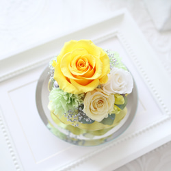 イエローローズのエレガントなガラスドーム｜誕生日・仏花・お見舞い・退職祝い・引越し祝い等　pre.131 6枚目の画像