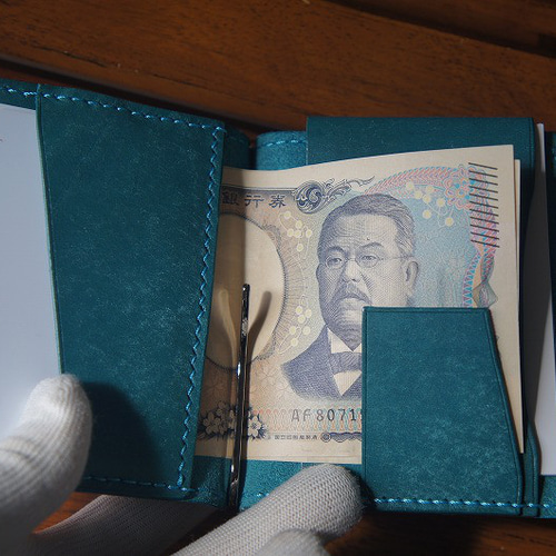 送料無料】マヤベリーのマネークリップウォレット【ターコイズ