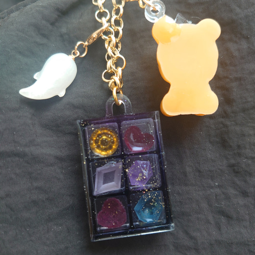 No.3049★ハンドメイド★ハロウィン♡フラワーレジンバッグチャーム No.3049 ハンドメイド ハロウィン フラワーレジンバッグチャーム