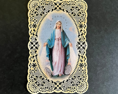 不思議のメダイ 聖母マリア様 レース 聖画 栞 しおり・ブックマーク