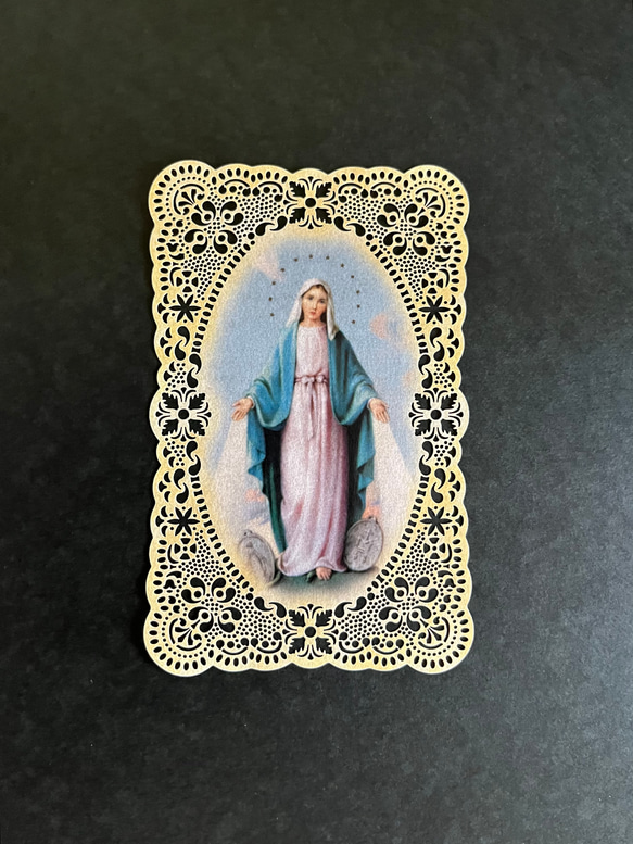 不思議のメダイ 聖母マリア様 レース 聖画 栞 しおり・ブックマーク