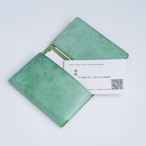 美品　ロエベ　ライトグリーン レザー 名刺入れ LOEWE（ロエベ） アナグラム カードケース 名刺入れ カードケース