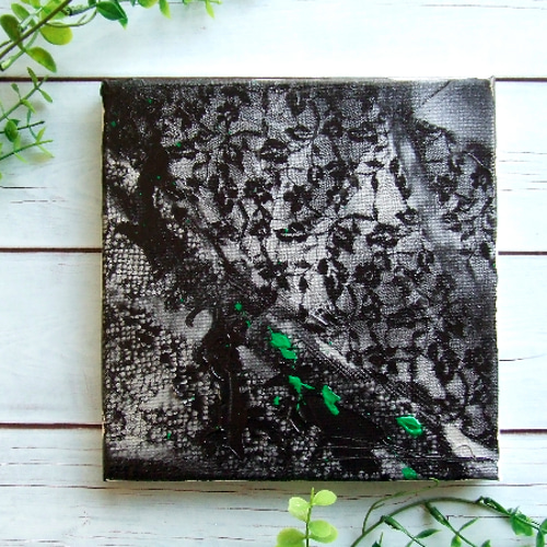 抽象画 現代アート アクリル絵の具 インテリア モノトーン＆グリーン