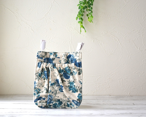 送料無料 移動ポケット バッグインポケット ベージュ×花柄 ふた無し