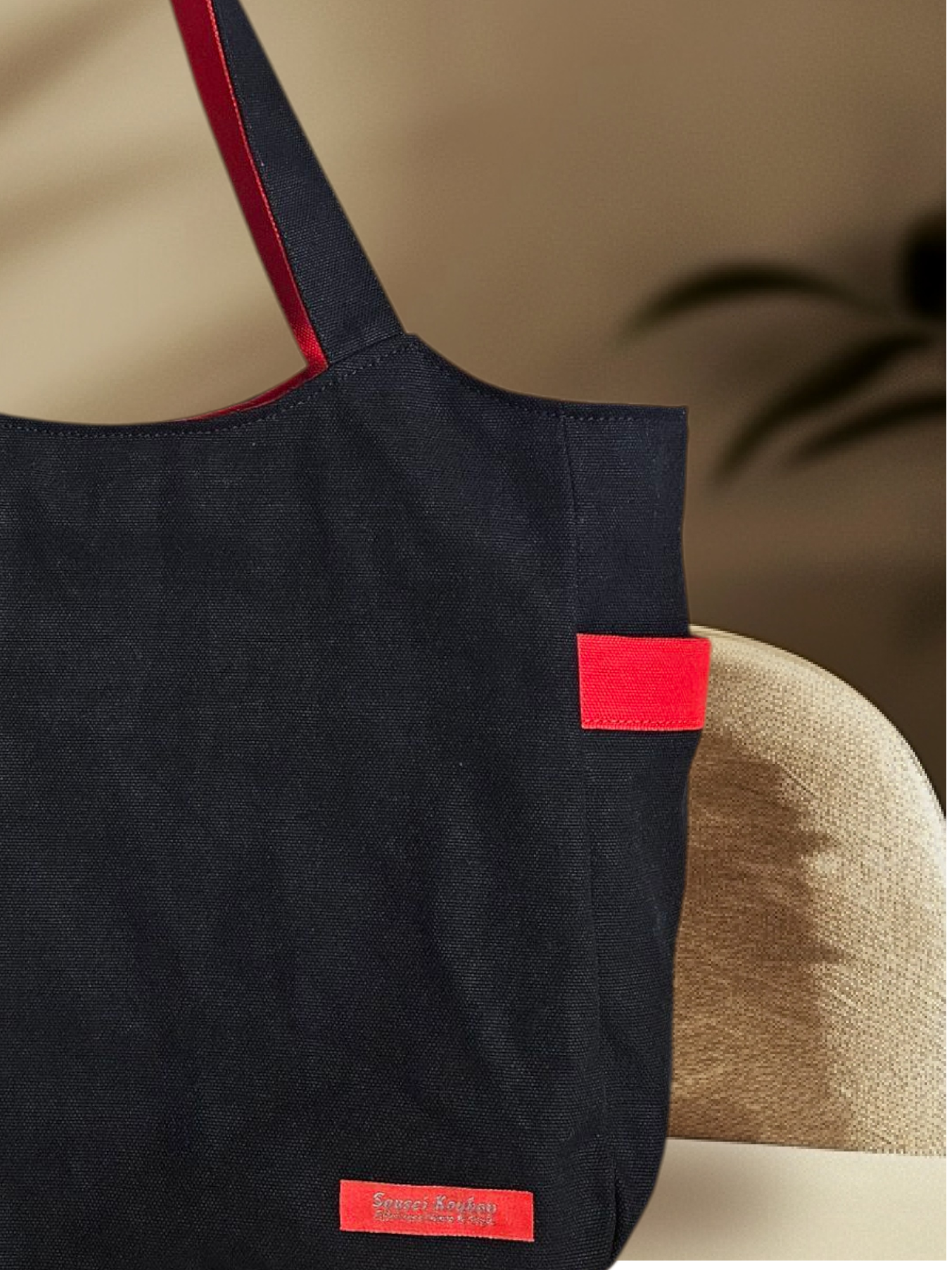 帆布２色切り替えトートバッグ