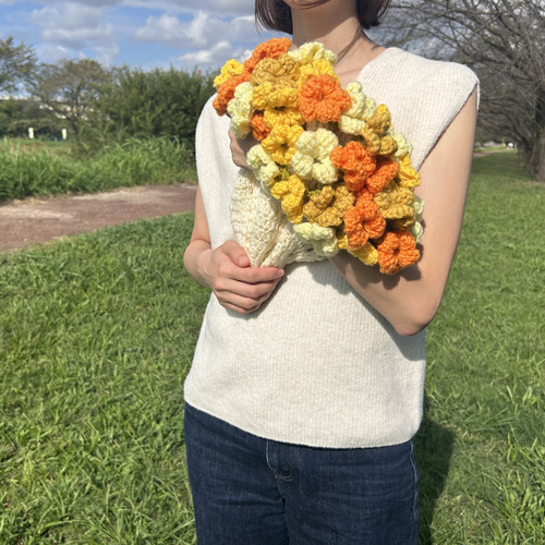 笑顔あふれるブーケブランケット】編み物 ニット ブーケブランケット