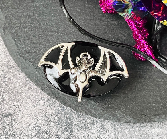 リアルコウモリの帯留め　秋　紅葉の季節　ハロウィン　 1枚目の画像