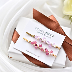 宝石ヘアピン Gem Dots・ピンクトルマリン｜◇10月誕生石◇ Pink Tourmaline｜クリスマス 15枚目の画像