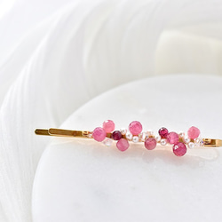 宝石ヘアピン Gem Dots・ピンクトルマリン｜◇10月誕生石◇ Pink Tourmaline｜クリスマス 5枚目の画像