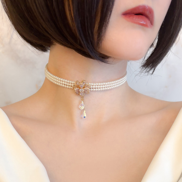 Glitter クリスタルチョーカートップ付き スノークリスタルチョーカー[品番：IGAW0005749]｜axes femme