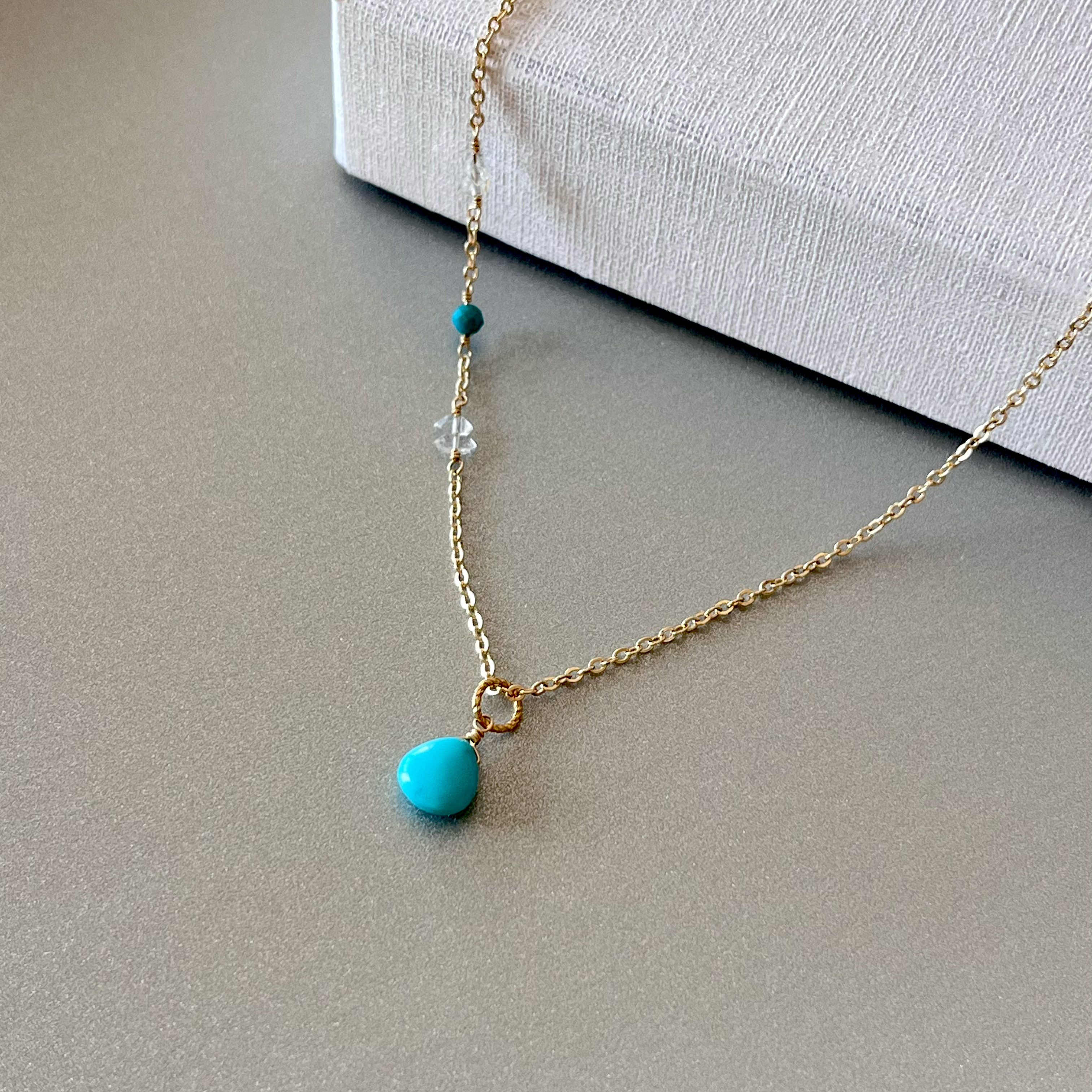 【澄空】14kgfアリゾナ産キングマンターコイズ＊ぷっくりマロン　ネックレス