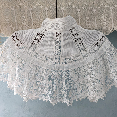 1880年代 フランス アイリッシュクロシェレース つけ襟 ビッグカラー フランス 1900-1910年 アイリッシュクロッシェレースのつけ襟 レース