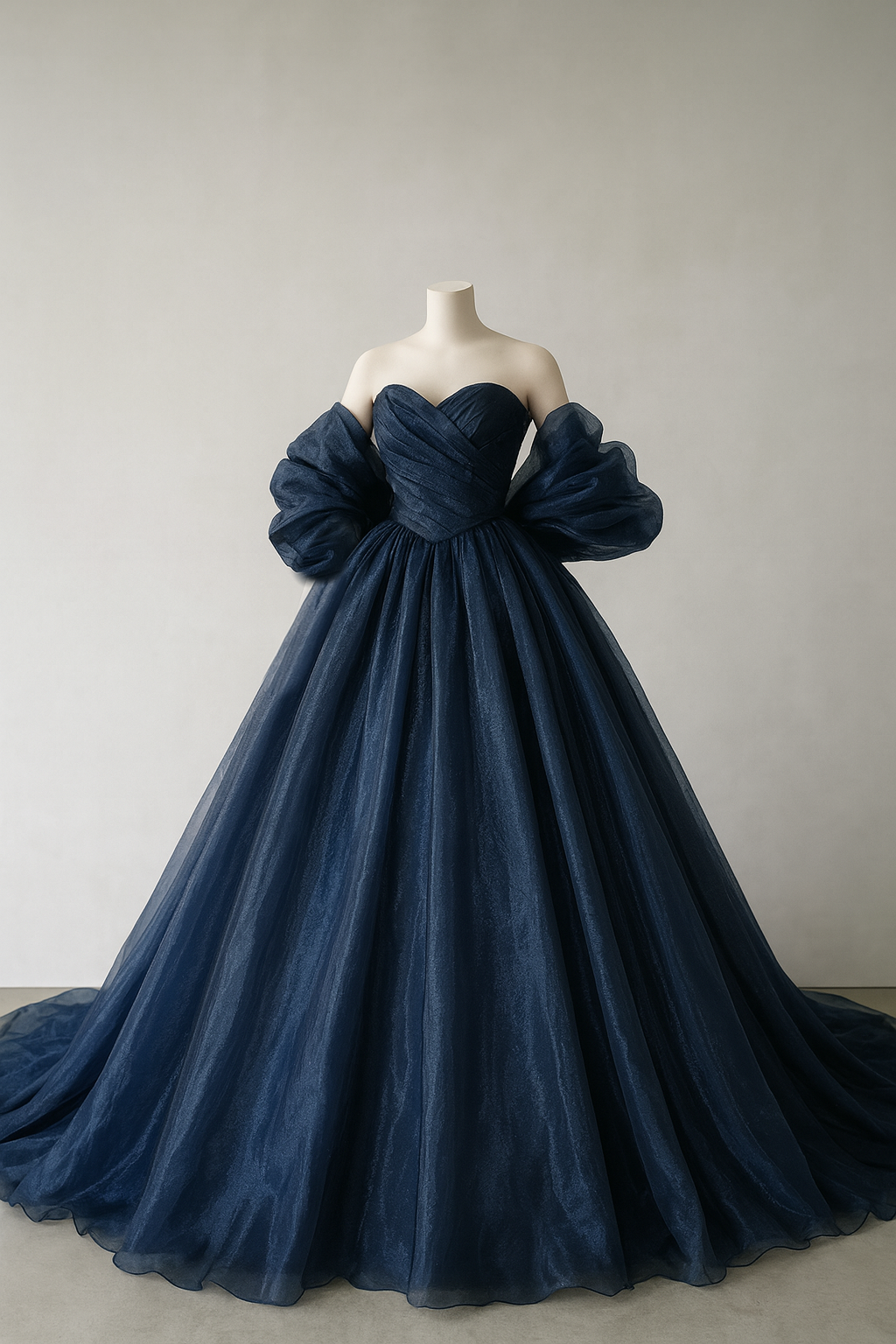 送料無料！カラードレス ネイビー 上質オーガンジー ふっくら柔らかなバックリボン エレガント ブライダル クラシカル 45,494円
