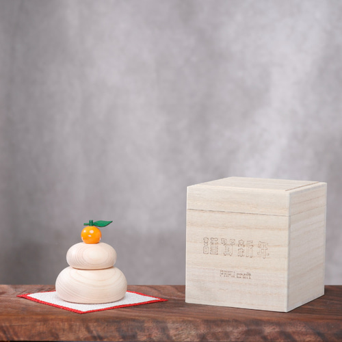 鏡餅 木製 無垢材 国産ひのき 桐箱入り S,M,Lサイズ 鏡餅 PAPU craft