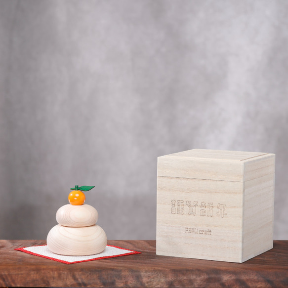 《new！》鏡餅　木製　無垢材　国産ひのき　桐箱入り　S,M,Lサイズ 11枚目の画像