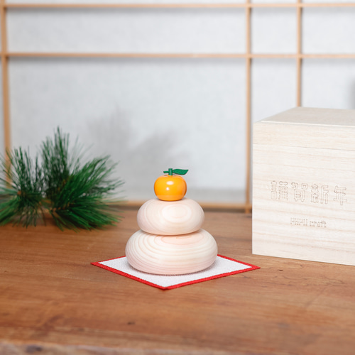 鏡餅 木製 無垢材 国産ひのき 桐箱入り S,M,Lサイズ 鏡餅 PAPU craft