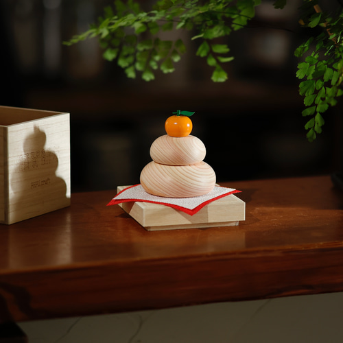 鏡餅 木製 無垢材 国産ひのき 桐箱入り S,M,Lサイズ 鏡餅 PAPU craft