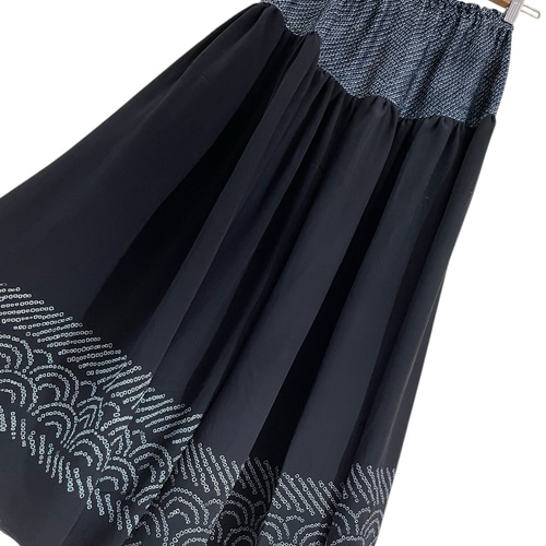 送料無料 着物 リメイク 兵児帯 総絞り リラックスワイドロングパンツ