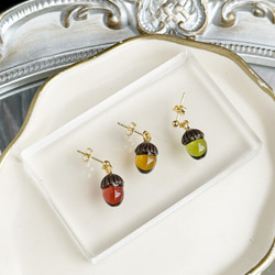 ちか☺︎ 3点作品☆ 宝石質マロン型ブラックラブラドライトピアス 高品質ラブラドライトのミニピアス セカンドピアス 天然石 金属