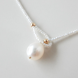 〖ラリエット/ショート〗淡水パールネックレス14kgf 【1805】 12枚目の画像