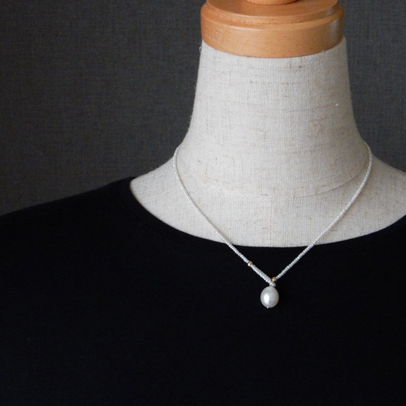 〖ラリエット/ショート〗淡水パールネックレス14kgf 【1805】 4枚目の画像